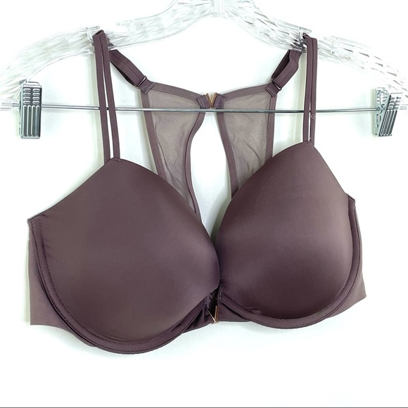 Victoria Secret Mauve Front Closure Push Up Bra Underwire Racerback Bra Sz 36D - Picture 8 of 8